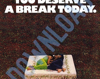 Retro Mental Health Print: You Deserve A Break Today (Digital Download)