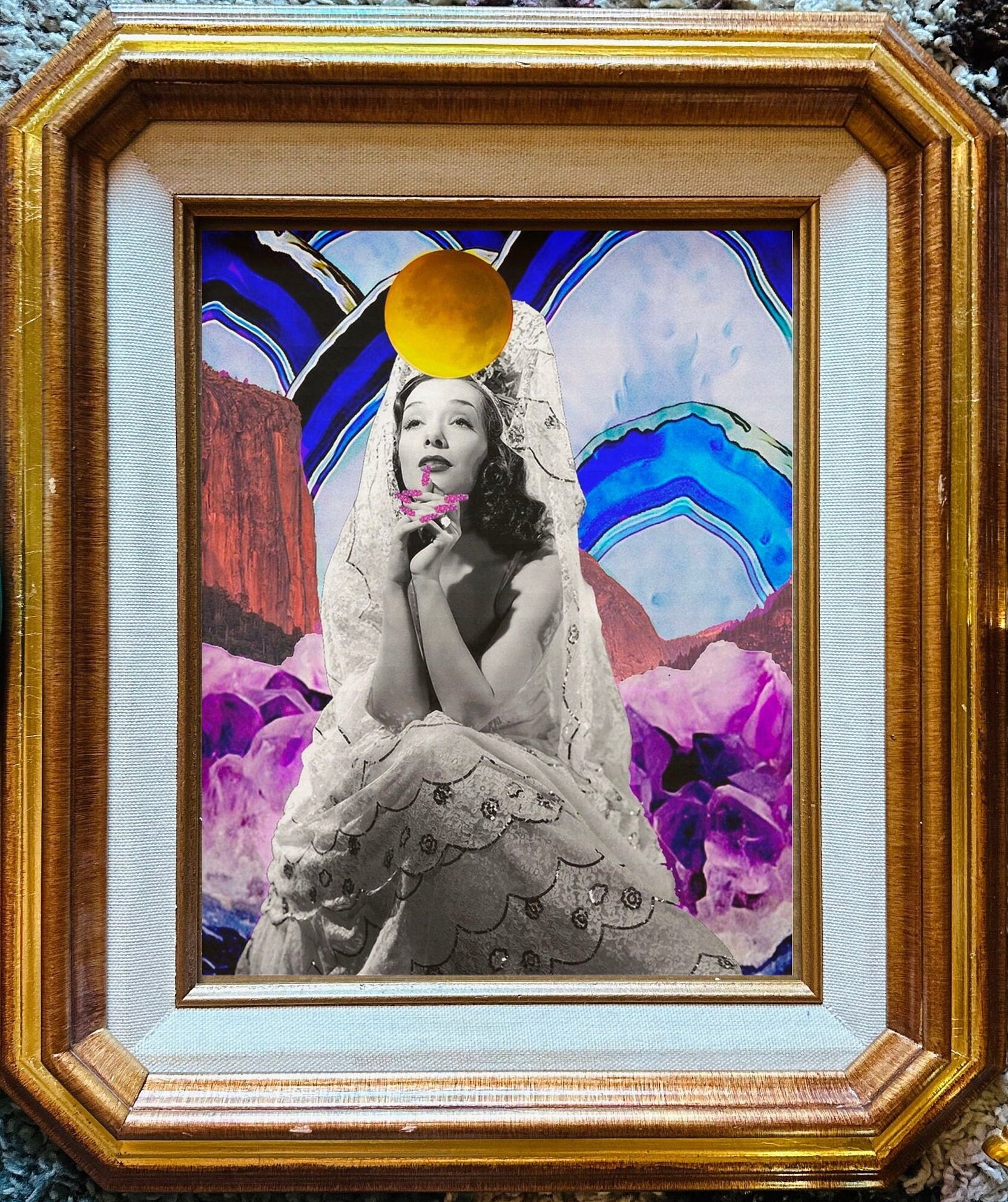 Lupe Perez, Mexican Woman Art, Agate Print, Chicano Art, Pop Surreal Art, Latin Culture Art, Golden Age Art