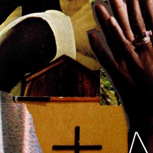 Puede incluir: Un collage de im&aacute;genes que presenta una caja de madera con una cruz en la parte superior, una mano con un anillo y una persona que lleva un atuendo blanco y marr&oacute;n.