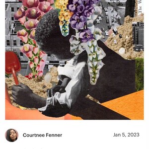 Pu&ograve; includere: Un collage in bianco e nero con un giovane che tiene un bambino piccolo. Il collage &egrave; composto da varie immagini, tra cui fiori, una strada di citt&agrave; e una pala rossa. Il testo "The World in Your" &egrave; visibile nell'angolo in alto a destra dell'immagine.