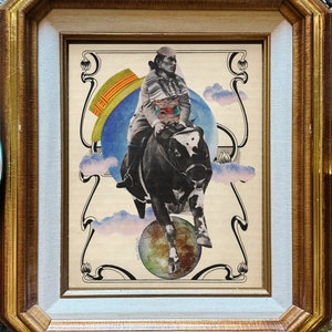 Hej Diddle, Krowa Skacze Przez Księżyc, Rdzenna Art Nouveau, Rdzenny Kowboj, Dziedzictwo Rdzennych Ludów, Sztuka Kowboja Cartera, Plakat Western Navajo