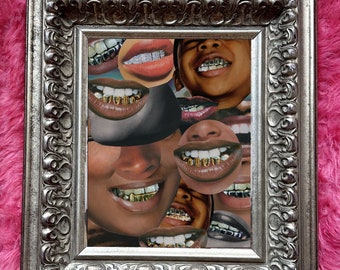 The World Is Yours, Black Empowerment, INTERNETCORE, Black Joy Art, Safe Space Art, Blackplanet, Gold Fronts, Black Joy Collage Art, Grillz