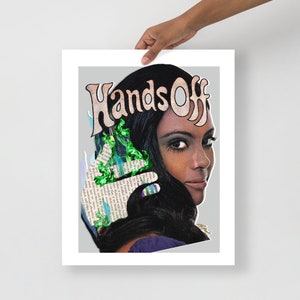 Black Hair Graphic,B Horror Movies,Don't Touch My Hair,Dark Humor,Snarky Art,Afro Futurism, Vintage Movie Poster, Campy Decor,Surreal Horror 16×20 inches