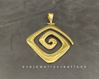 Yellow gold finished, sterling silver Greek key pendant.