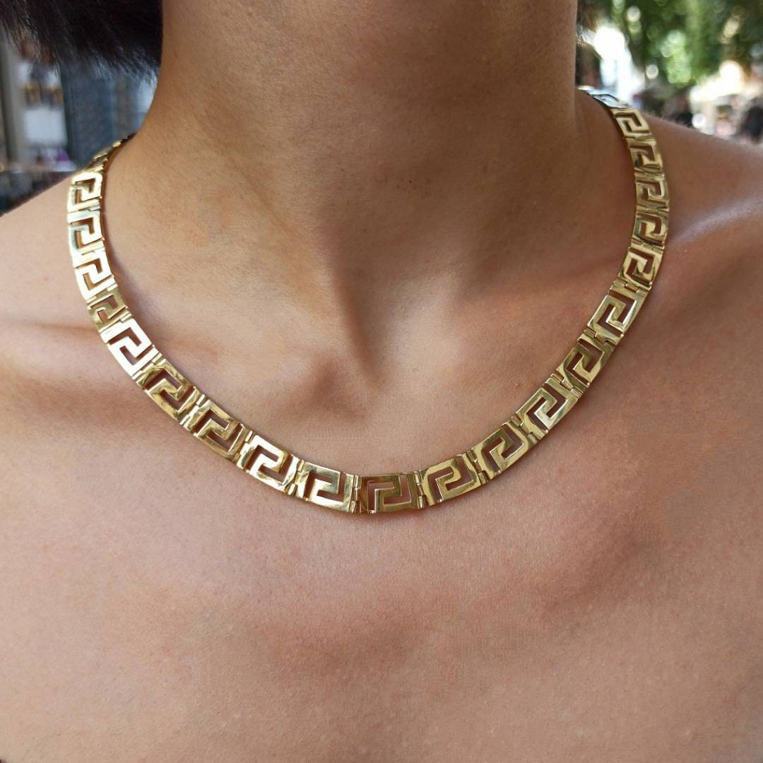 Sterling Silver Gold Finished Greek Key 