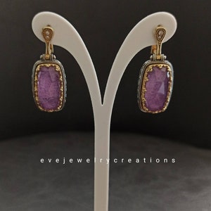 Hand made, sterling silver Byzantine  dangle earrings.