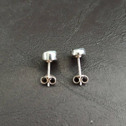Hand made, sterling silver, light shops blue agate, stud earrings.