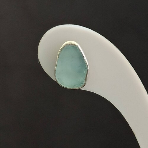 Hand made, sterling silver, light shops blue agate, stud earrings.