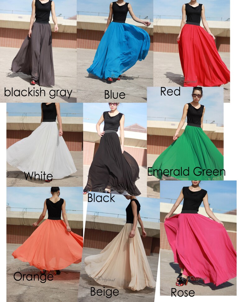 Red Maxi Skirt Red Floorlength Skirt Double Layered Chiffon Etsy