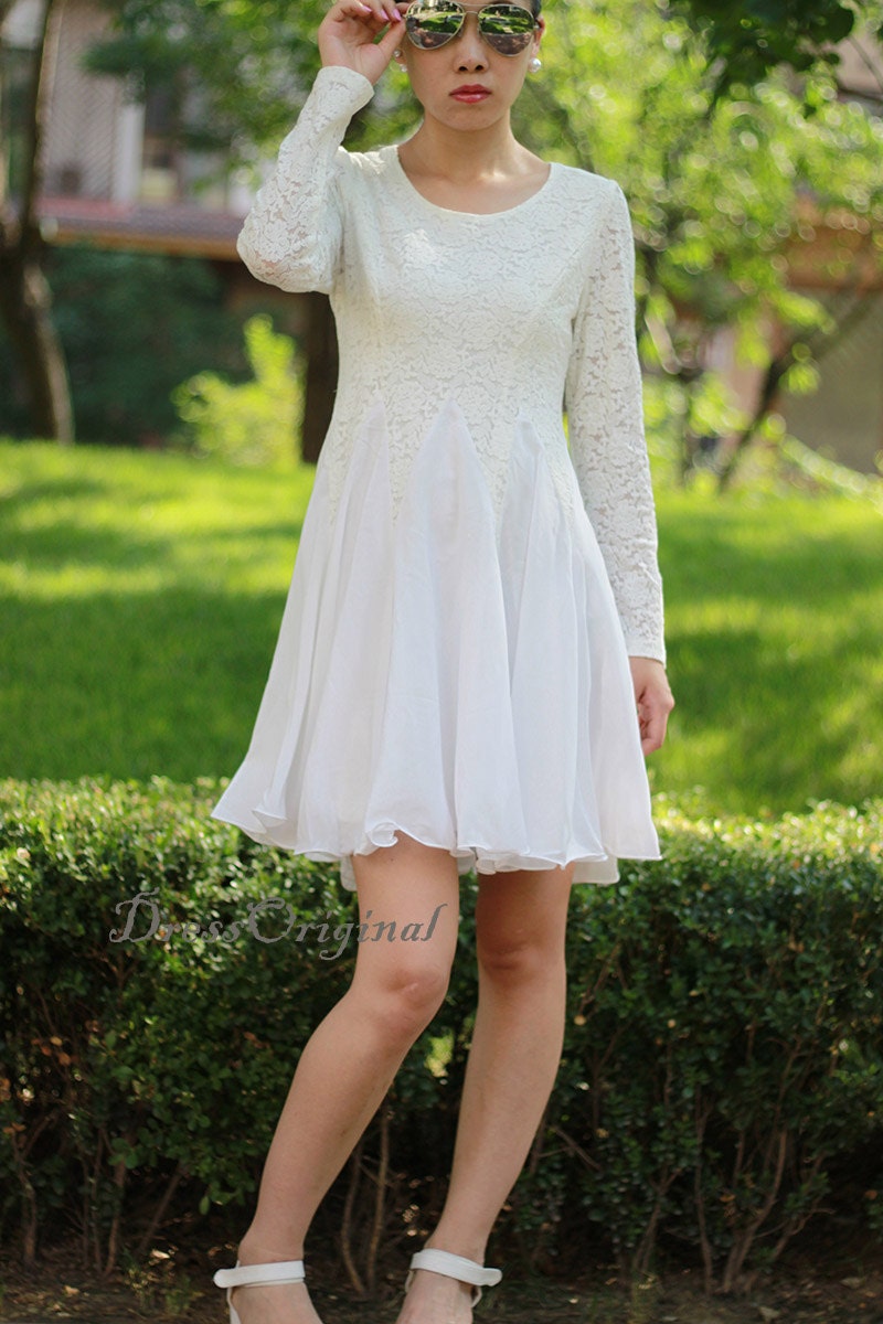 Lace Dress Long Sleeved Lace Dresswhite Lace Dress Little - Etsy