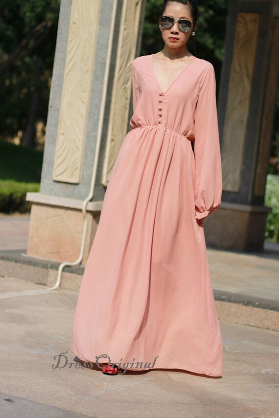 champagne long sleeve maxi dress