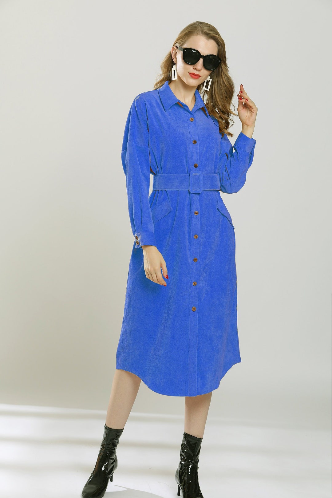 Royal Blue Plus Size Fall Coats Oversize Tunic Maxi Coat Blue - Etsy