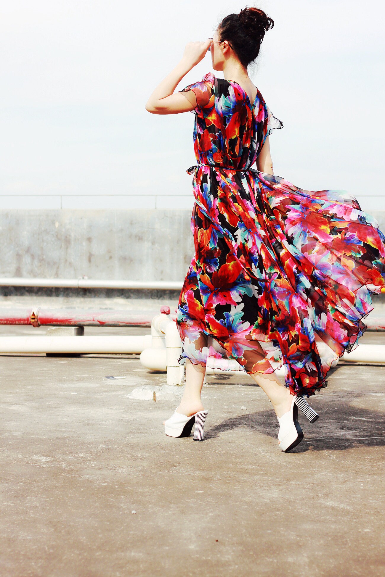 red flowy summer dress
