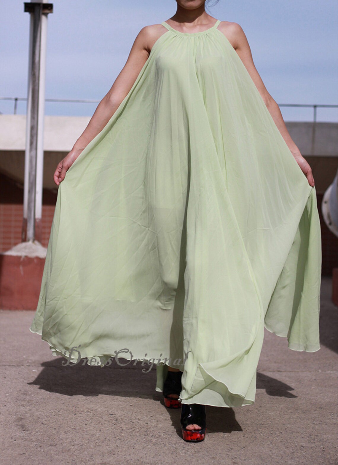 Light Green Maxi Dress Bridesmaid Dress Summer Dress Custom Etsy