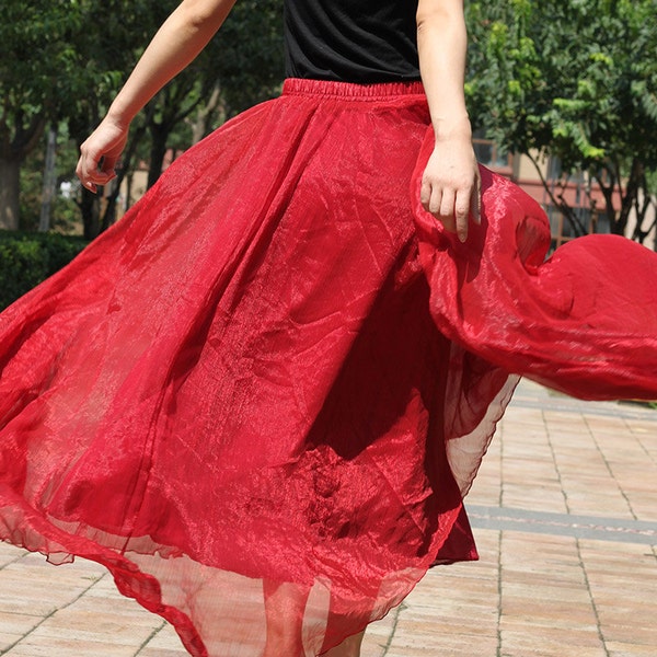 Long Red Skirt Etsy