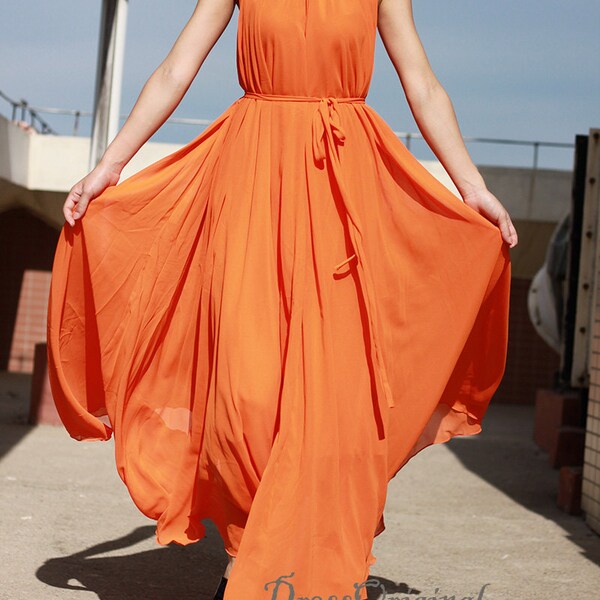 maxi orange plus size dress
