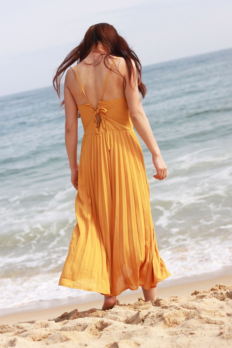 yellow spaghetti strap sundress