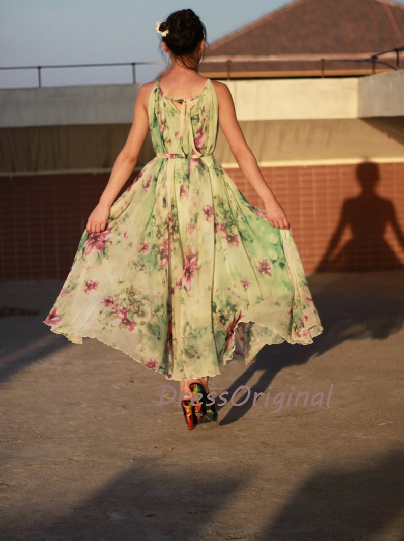 Light Green Maxi Dress Floral/floral Maxi Dress/boho Maxi Etsy