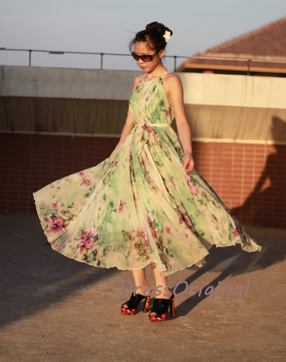 Light Green Maxi Dress Floral/floral Maxi Dress/boho Maxi Etsy