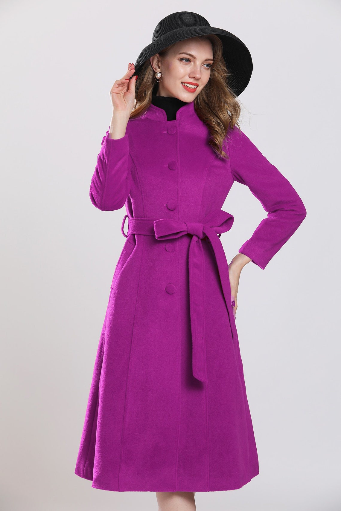 Elegant Purple Coats Tunic Maxi Coatplus Size Etsy