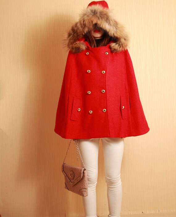 Cape en laine rouge chaud manteau femme hiver Manteaux veste, veste cape oversized, Cape laine, Cape rouge Cape en laine rouge chaud manteau femme hiver Manteaux veste, veste cape oversized, Cape laine, Cape rouge