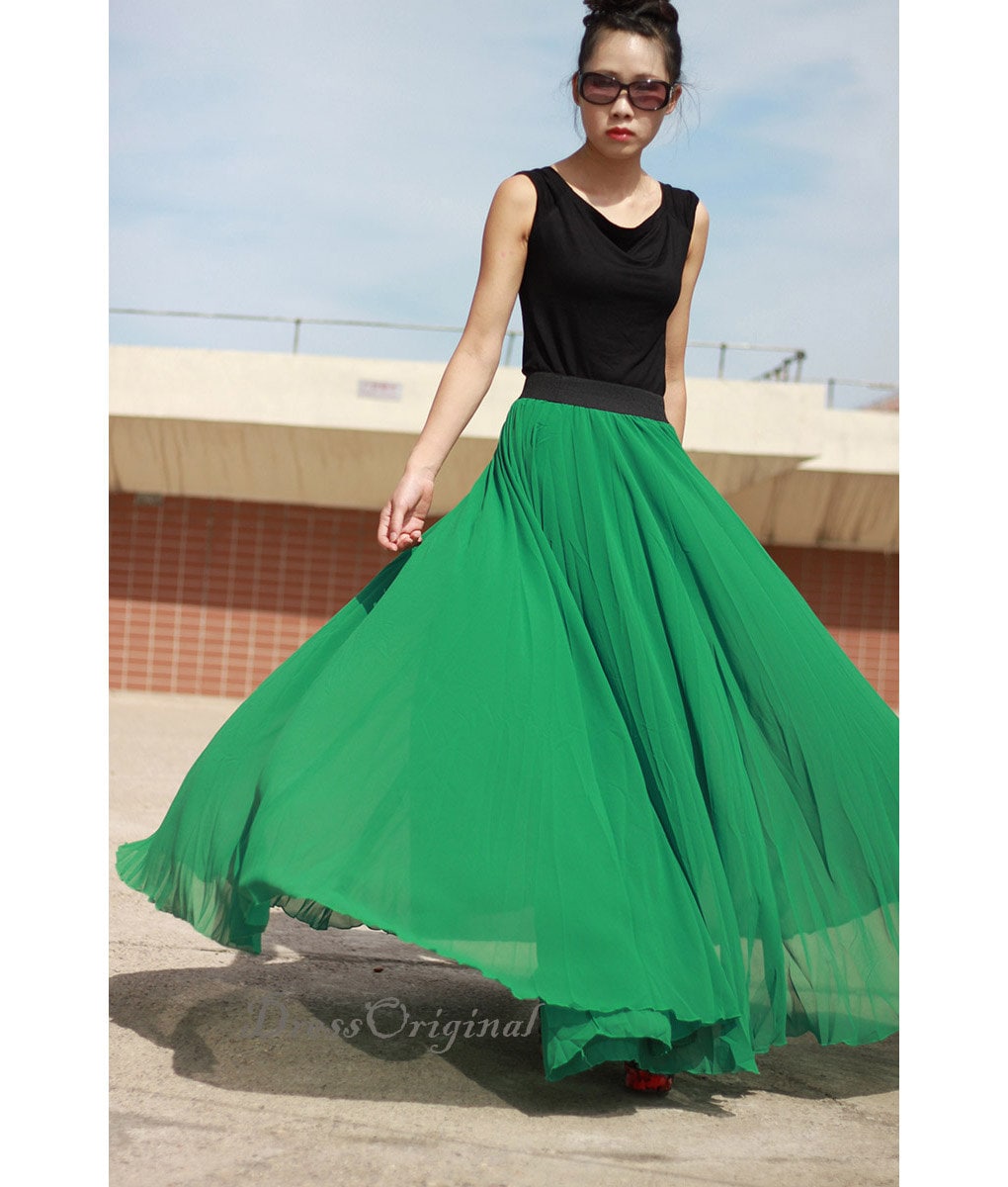 maxi skirt emerald green