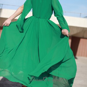 Emerald Green Maxi Dress Flowing Sleeve Dress Emerald Green - Etsy