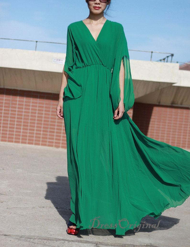 green maxi evening dress