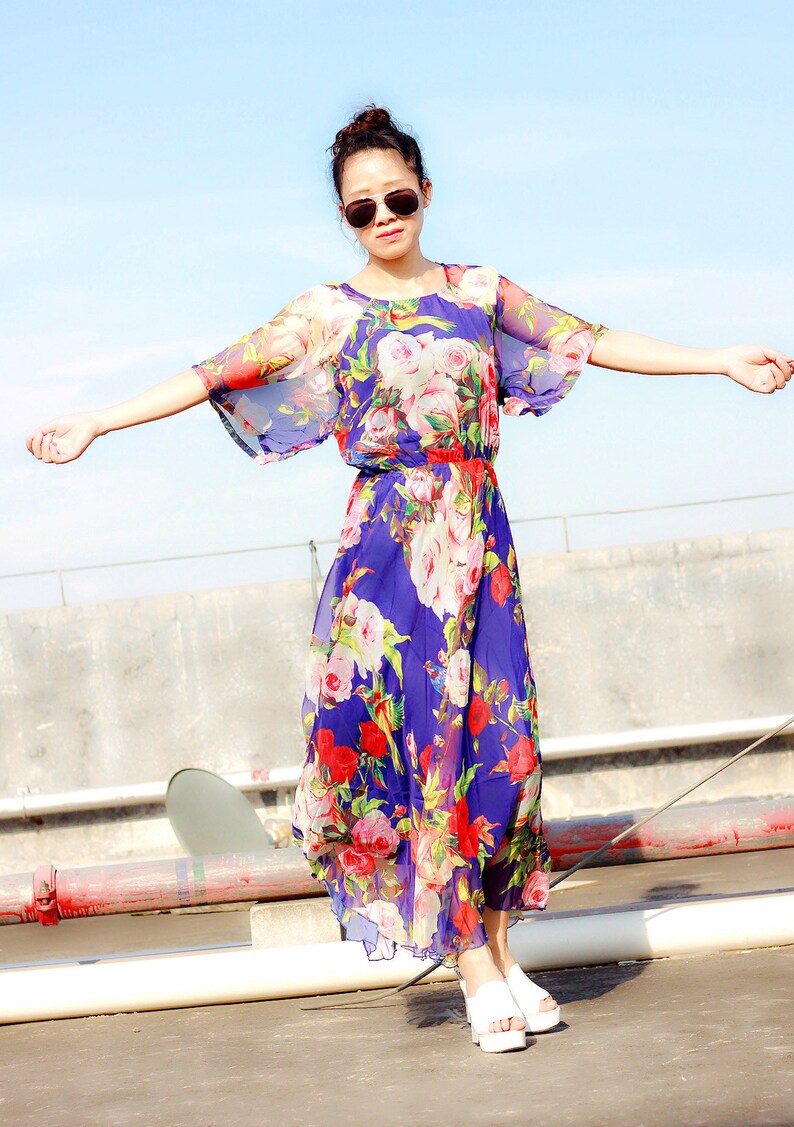 royal blue kimono dress