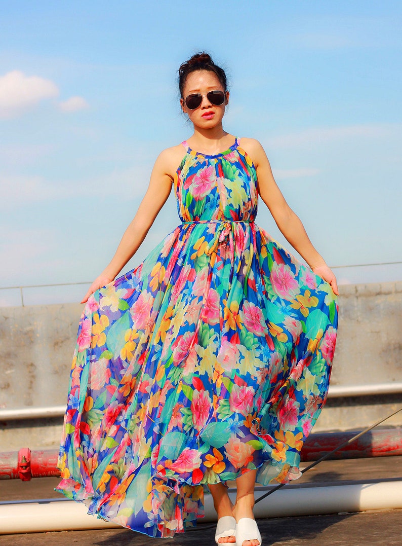 blue floral summer dress