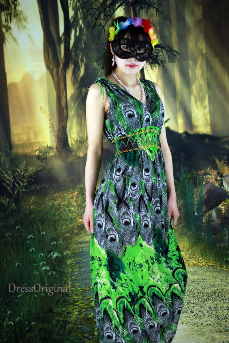 peacock green dress