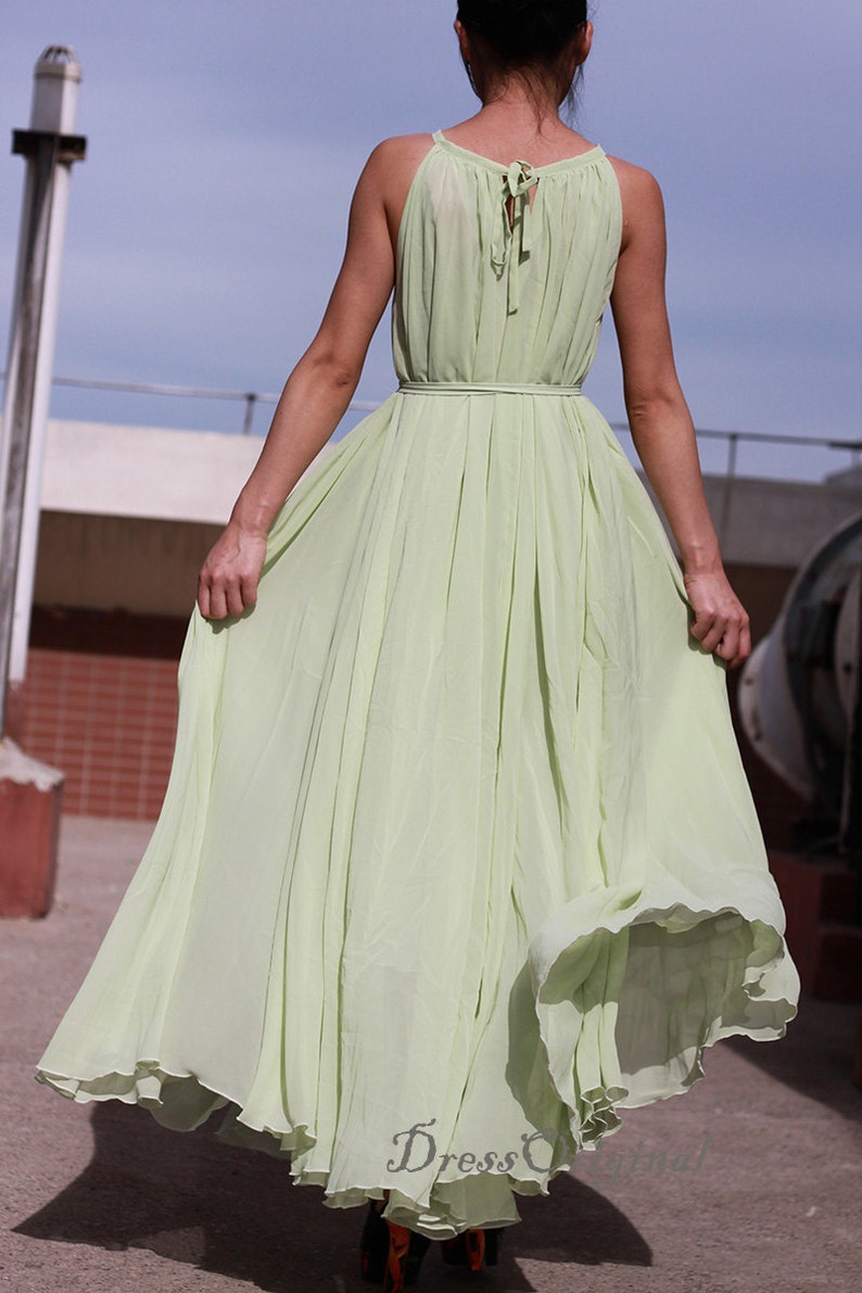 Light Green Maxi Dress Bridesmaid Dress Summer Dress Custom Etsy
