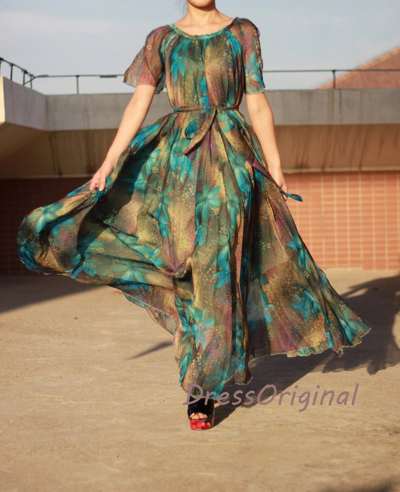 peacock blue maxi dress
