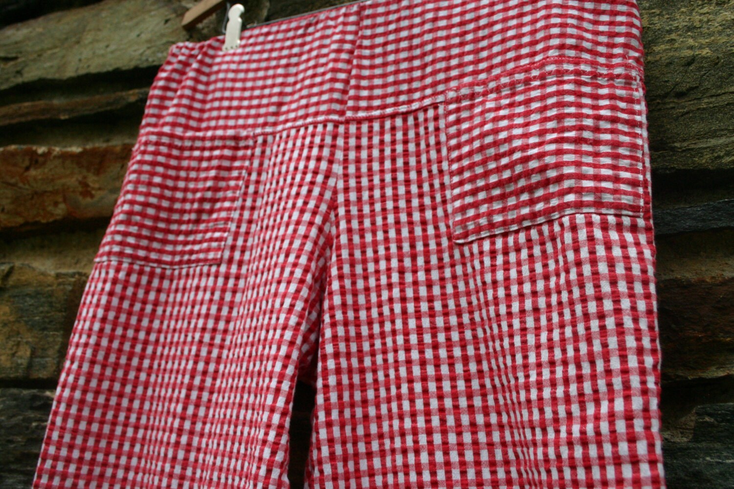 gingham pattern pants
