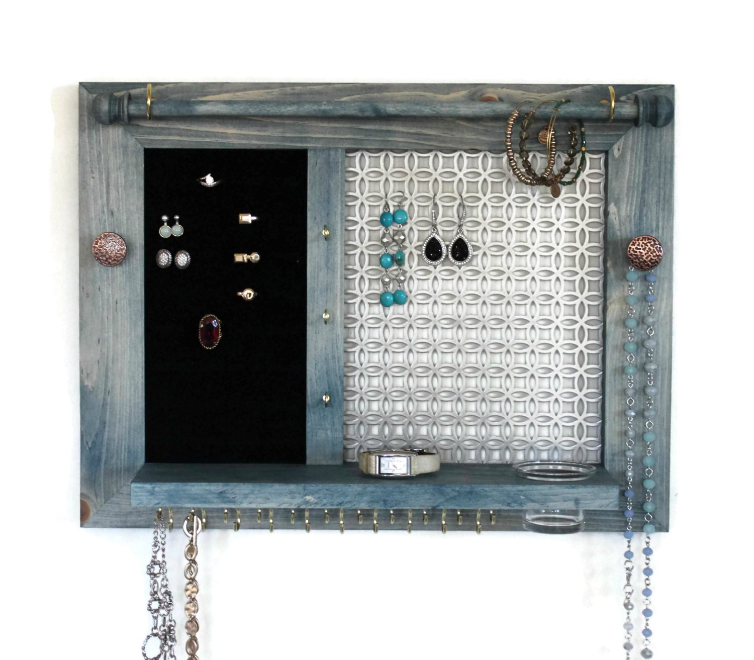 Jewelry Holder Wooden Wall Hanging Organizer