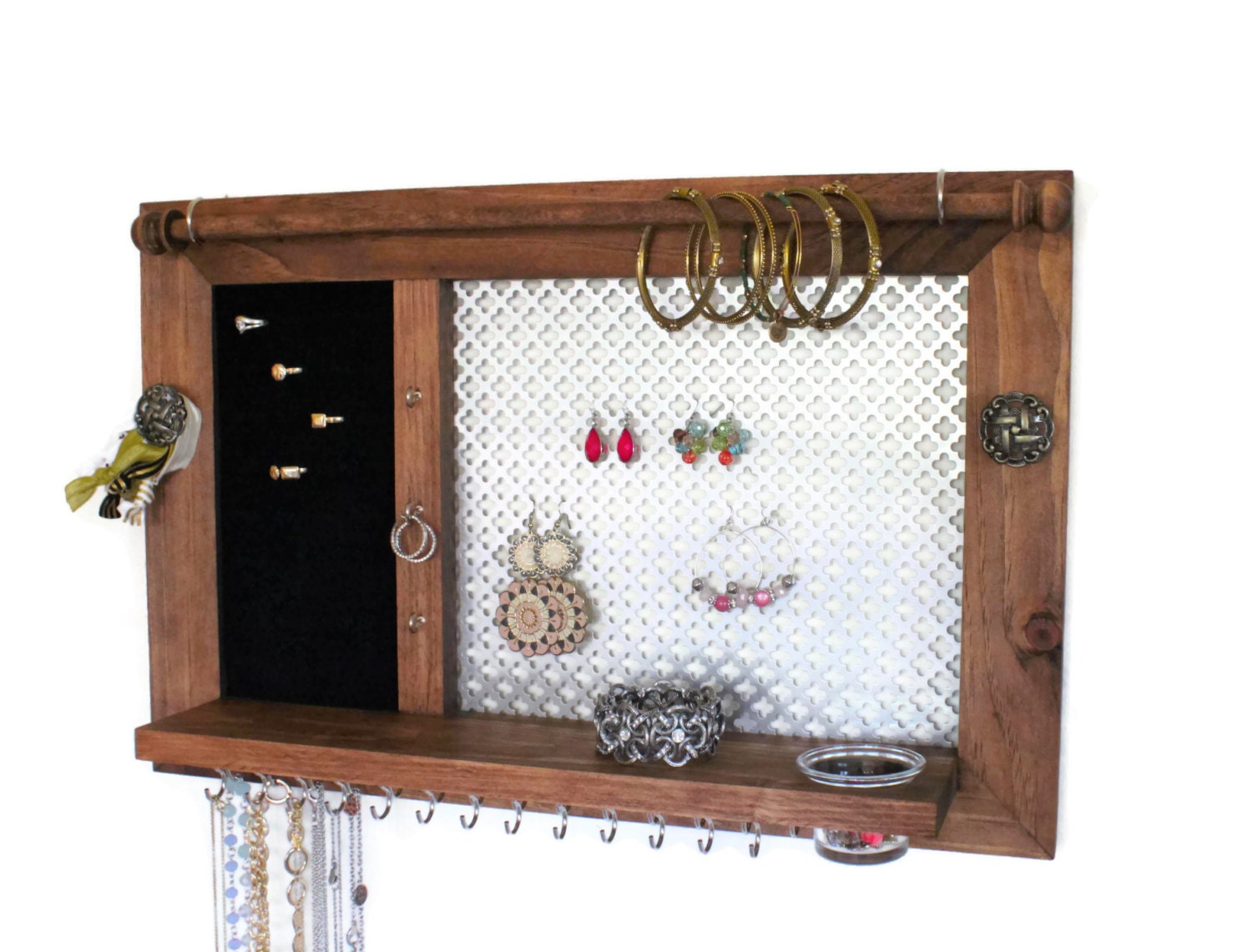 Jewelry Board Wooden Wall Hanging Jewelry Shelf Etsy