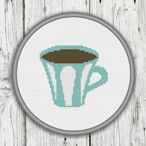 Tasse Kaffee Kreuzstichmuster Zählmuster - PDF, Instant Stickmuster