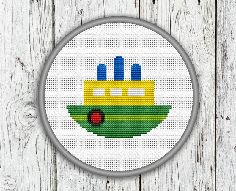 Little Ship Counted Cross Stitch, Steamer, Steamboat, Steamship ...