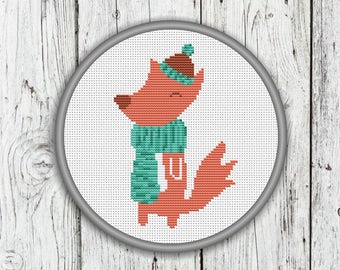 Little Fox  Cross Stitch Pattern, Animals Needlepoint Pattern - PDF, Instant Download