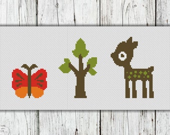 Cute Animals Counted Cross Stitch Pattern, Zoo Collection -PDF, Instant Download