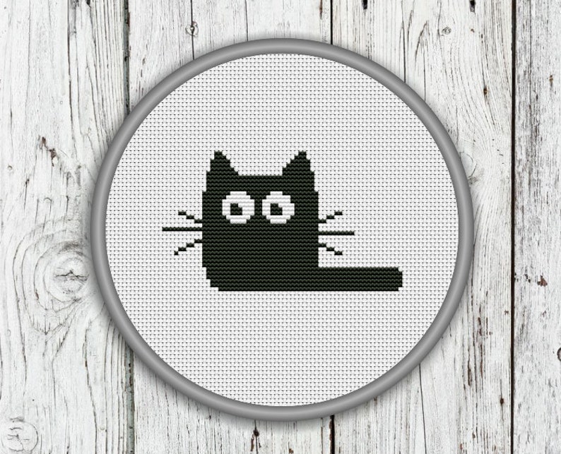 Black Cat Counted Cross Stitch Pattern PDF Instant Download Etsy