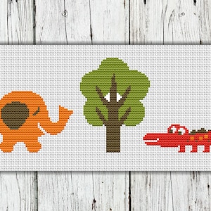 Cute Animals Counted Cross Stitch, Zoo Collection - PDF, Instant Download