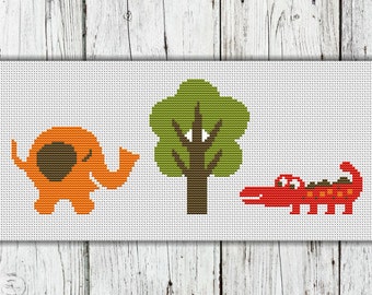 Cute Animals Counted Cross Stitch, Zoo Collection - PDF, Instant Download