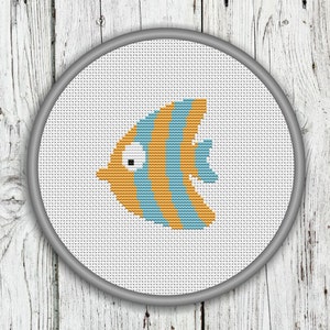 Cute Yellow Fish Counted Cross Stitch Pattern - PDF, Instant Download