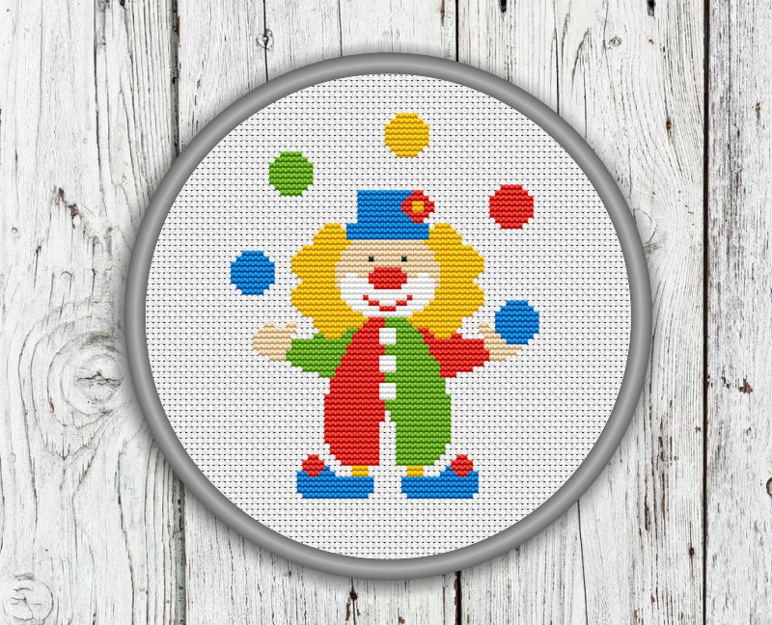 Clown Counted Cross Stitch Pattern Funny Clown Needlepoint Etsy