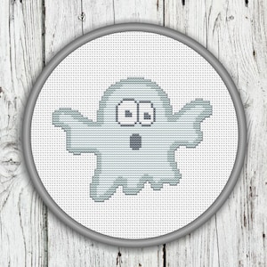 Cute Ghost Counted Cross Stitch Pattern, Halloween, Needlepoint Pattern - PDF, Instant Download