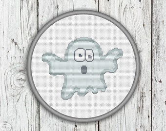 Cute Ghost Counted Cross Stitch Pattern, Halloween, Needlepoint Pattern - PDF, Instant Download