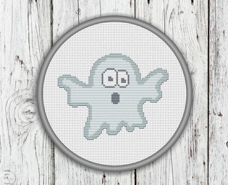 Cute Ghost Counted Cross Stitch Pattern, Halloween, Needlepoint Pattern