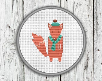 Little Fox Counted Cross Stitch Pattern, Animals Needlepoint Pattern - PDF, Instant Download