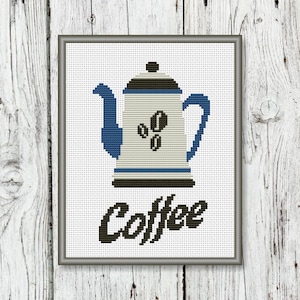 Coffee Pot Counted Cross Stitch Pattern - PDF, Instant Download